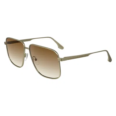 Victoria Beckham Gold Metal Sunglasses In Brown