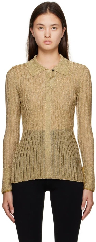 Victoria Beckham Gold Metallic Shirt In 641 Gold