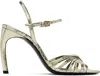 Victoria Beckham Gold Open Toe Cage Heeled Sandals In Printed Phyton 043 P