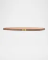 Victoria Beckham Gold-plated B-logo Skinny Leather Belt In Dove Grey