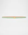 Victoria Beckham Gold-plated B-logo Skinny Leather Belt In Jade