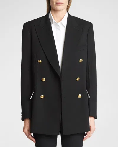 Victoria Beckham Golden-button Double-breasted Jacket In Black