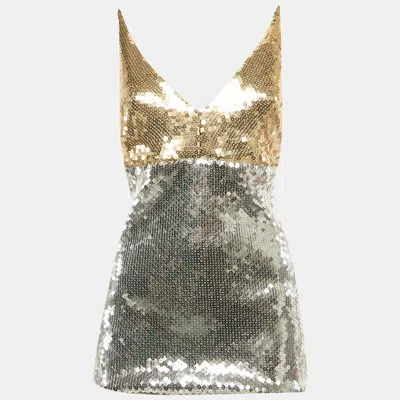 Pre-owned Victoria Beckham Gold/silver Sequin Cami Top M
