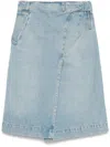 Victoria Beckham Blue Wrap Detail Denim Midi Skirt In Blue