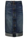 Victoria Beckham Gonna Tubino Denim Vita Alta In Blue