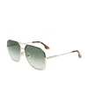 Victoria Beckham Gradient Metal Navigator Sunglasses W/ Chevron-trim In Gold/green