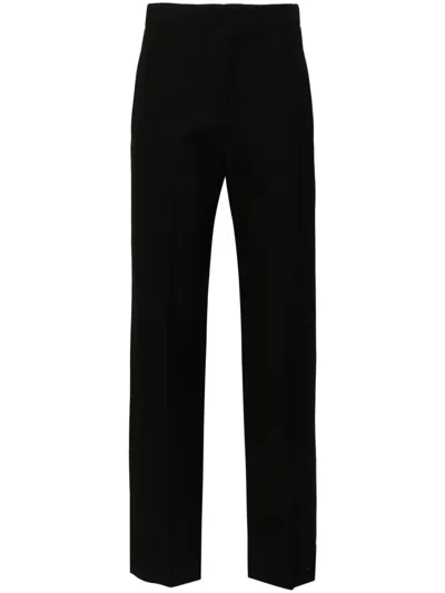 Victoria Beckham Grain De Poudre Tapered Trousers In Black