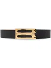 Victoria Beckham Grained Calfskin Belt With Gold Metal Buckle