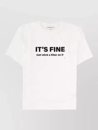 Victoria Beckham Graphic Crew Neck Short Sleeve Top In White