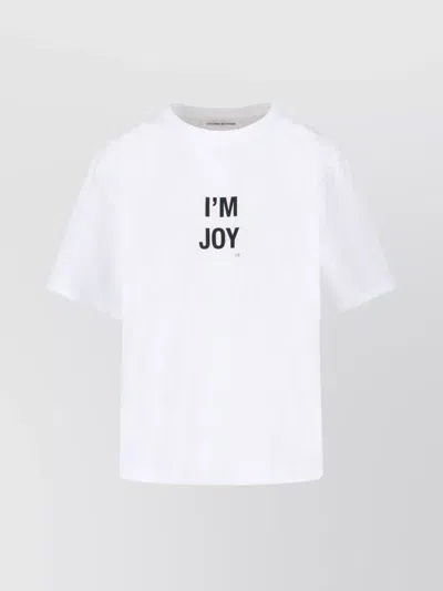 Victoria Beckham Graphic Print Crew Neck Short Sleeve Top In White