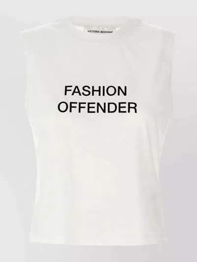 Victoria Beckham Graphic Print Crew Neck Sleeveless Tank In White