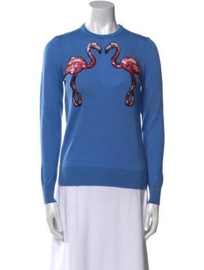 Pre-owned Victoria Beckham Graphic Print Crew Neck Sweater In Blue