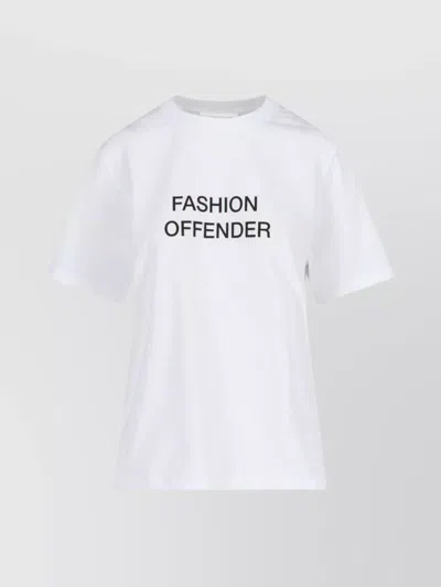 Victoria Beckham Graphic Print Crew Neck Top With Short Sleeves In White