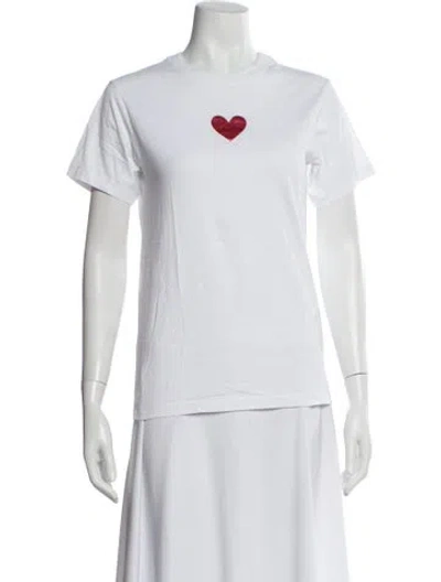 Pre-owned Victoria Beckham Graphic Print Crew Neck T-shirt In White