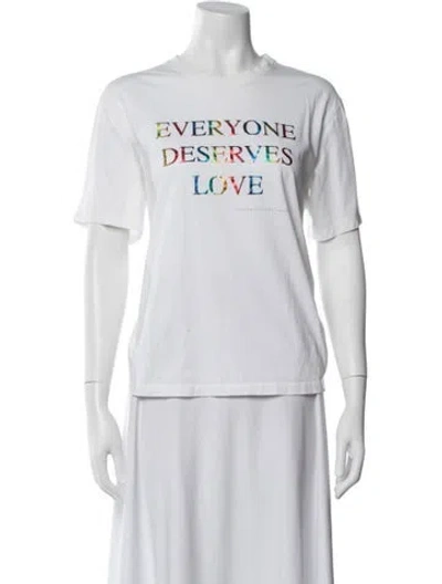 Pre-owned Victoria Beckham Graphic Print Crew Neck T-shirt In White