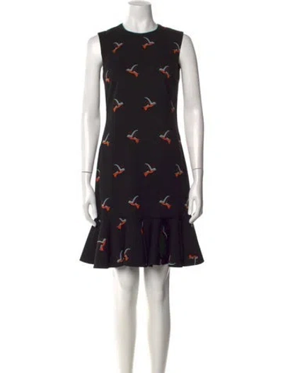 Pre-owned Victoria Beckham Graphic Print Mini Dress In Black