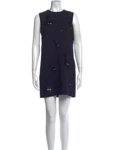 Pre-owned Victoria Beckham Graphic Print Mini Dress In Blue
