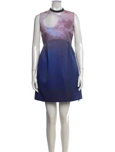 Pre-owned Victoria Beckham Graphic Print Mini Dress W/ Tags In Blue