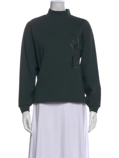 Pre-owned Victoria Beckham Graphic Print Mock Neck Sweatshirt In Green