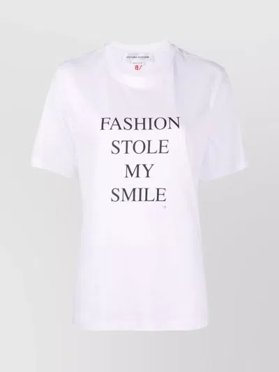 VICTORIA BECKHAM GRAPHIC PRINT SLOGAN T-SHIRT