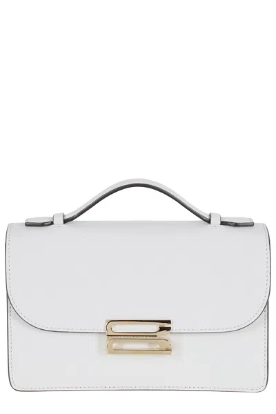Victoria Beckham Gray Small Dorian Snap-closure Leather Shoulder Bag In White