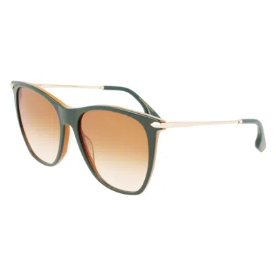 Victoria Beckham Green Acetate Sunglasses In Brown