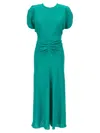 Victoria Beckham Gathered Waist Midi Dress In Green