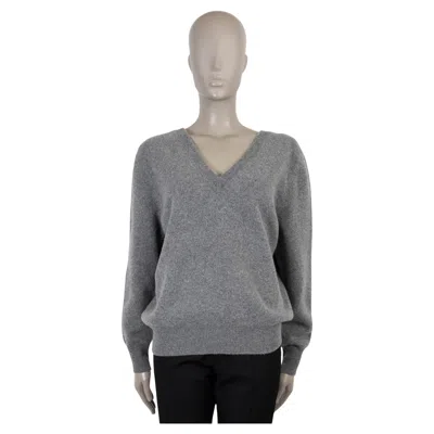 Pre-owned Victoria Beckham Grey Brushed Wool 2022 Double V-neck Sweater 3 L In Gray