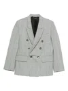 Victoria Beckham Check Wool Double-breasted Tailored Jacket Clothing In Gray
