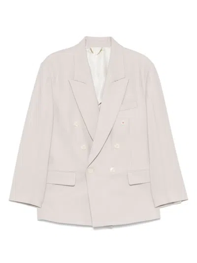 VICTORIA BECKHAM GREY DOUBLE-BREASTED BLAZER