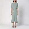 Victoria Beckham Grey Green Wool Blend Midi Dress In Grey