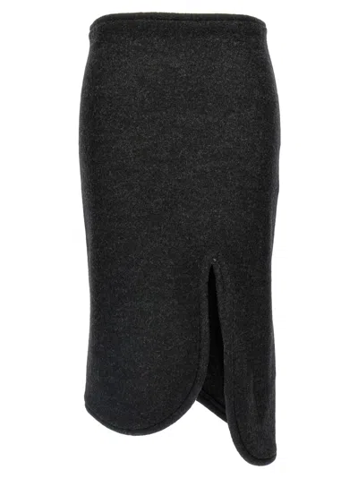 VICTORIA BECKHAM GREY PADDED TUBE DETAIL SKIRT