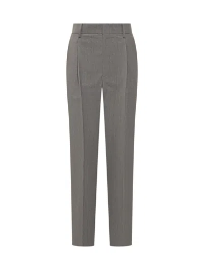 Victoria Beckham Grey Straight Flat Front Pants In Gray