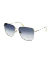 Victoria Beckham Gold Metal Sunglasses In Gold / Blue