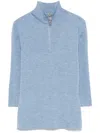 Victoria Beckham Half-zip Knitted Top In Blue