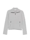 Victoria Beckham Milano Merino Wool And Cashmere-blend Half-zip Sweater In Gray