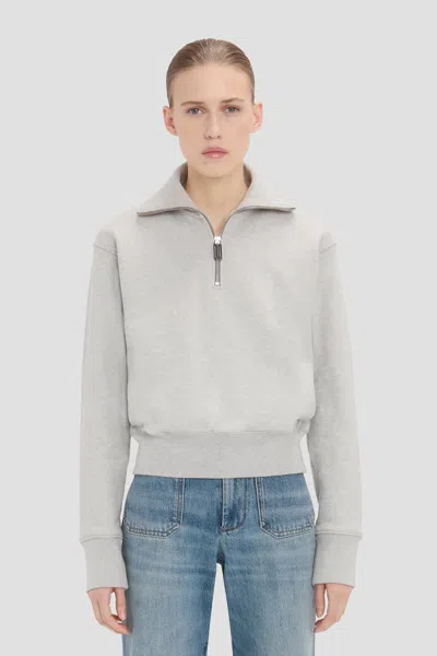 Victoria Beckham Half Zip Sweatshirt In Grey Marl In Gray