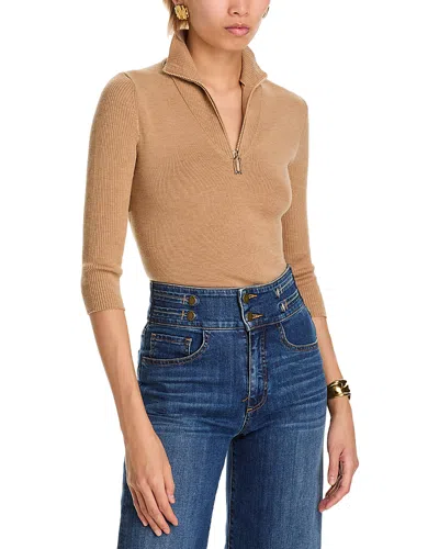 Victoria Beckham Half Zip Top In Beige