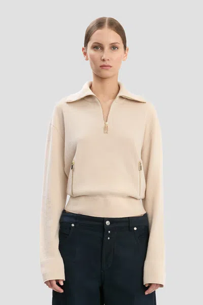 Victoria Beckham Half-zip Milano Jumper In Pale Rose In Neutral