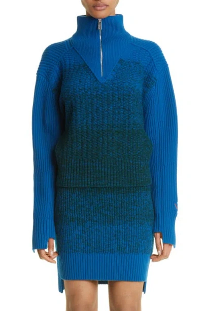 Victoria Beckham Half-zip Wool Sweater In Blue