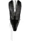 Victoria Beckham Halterneck Lace Bodysuit In Black