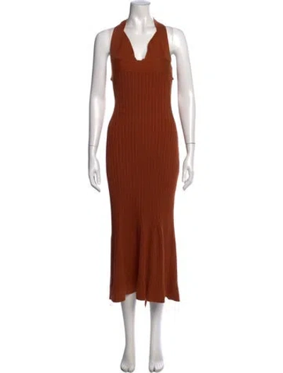 Pre-owned Victoria Beckham Halterneck Midi Length Dress In Brown