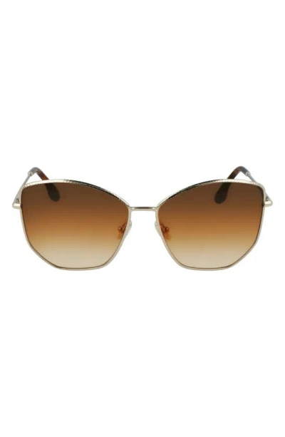 Victoria Beckham Hammered 59mm Sunglasses In Gold