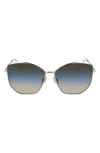 Victoria Beckham Hammered 59mm Sunglasses In Metallic