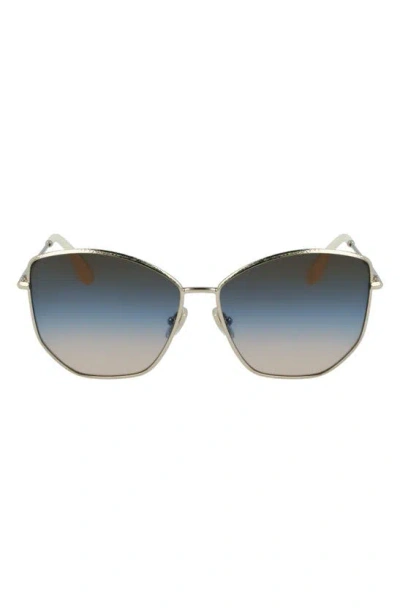 Victoria Beckham Hammered 59mm Sunglasses In Metallic
