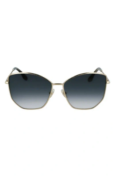 Victoria Beckham Hammered 59mm Sunglasses In Gold-smoke