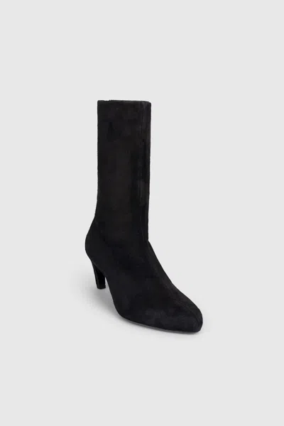 Victoria Beckham Harlow Mid Boot 55 Stretch Suede In Black