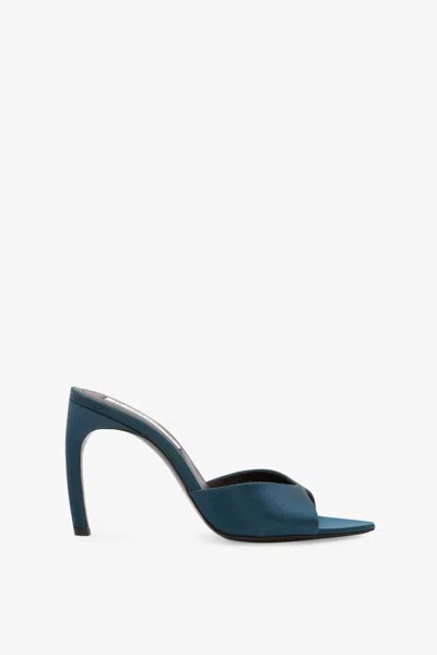 Victoria Beckham Harlow Mule 100 In Teal Blue Satin