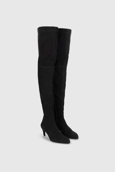 Victoria Beckham Harlow Stretch Boot 55 Stretch Suede In Black