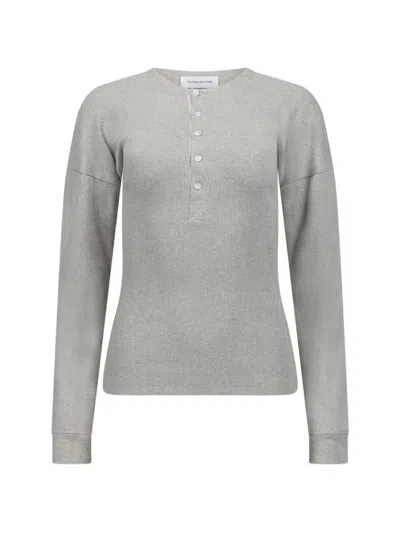 Victoria Beckham Hazel Button-fastening Sweatshirt In Grey